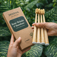 Modiva™ Boar Bristle & Bamboo Toothbrush (4 Pack)